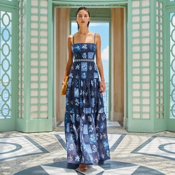 Agua by Agua Bendita Lima Algae Maxi Dress Size Small - Picture 1 of 12